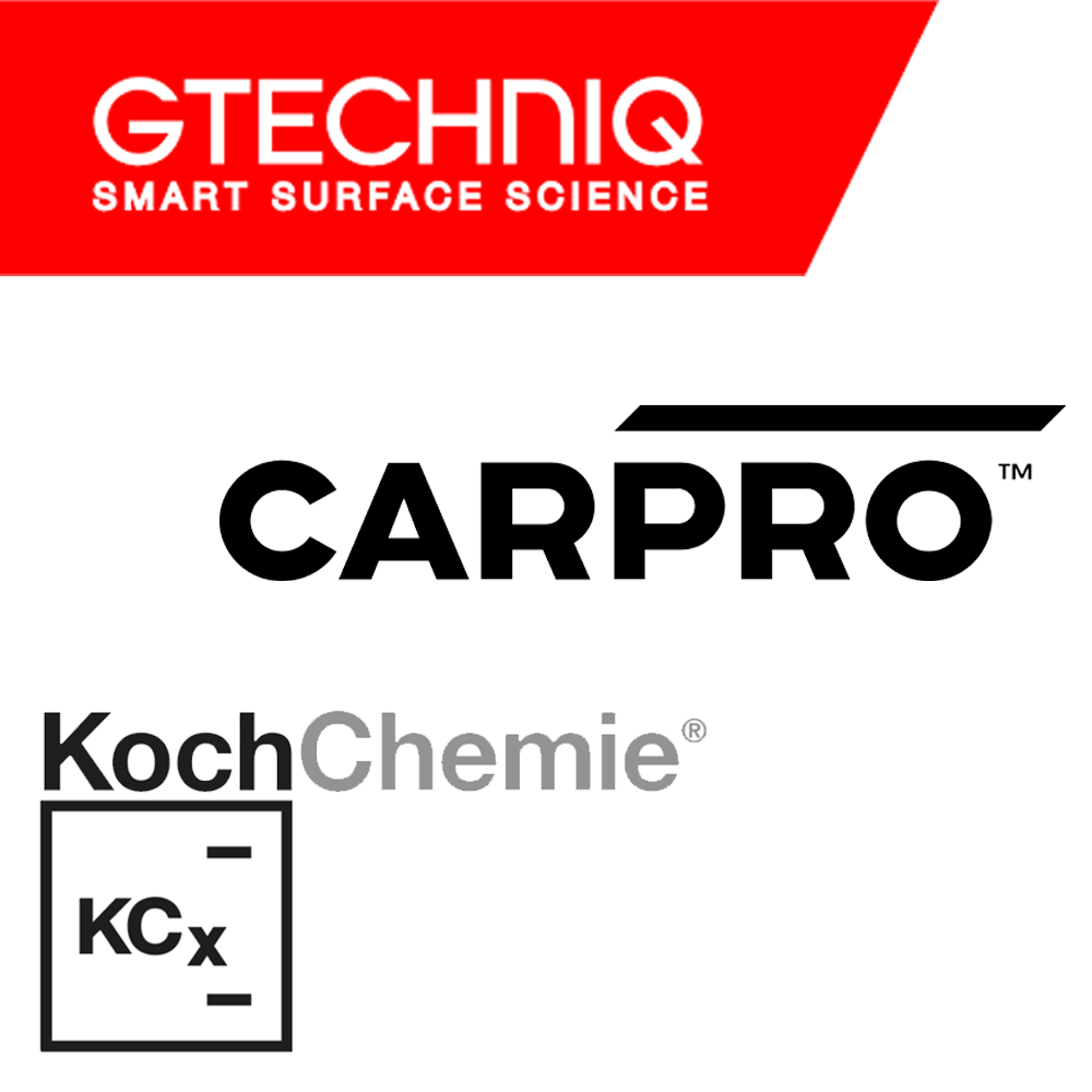 Trusted ceramic coating brands used by Auto Care Company Sydney – Gtechniq, CarPro, and Koch Chemie KCX – professional-grade paint protection for cars